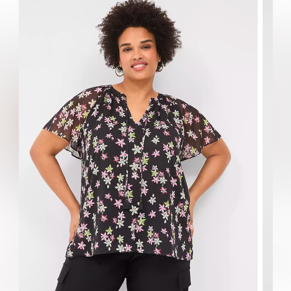 Lane Bryant Swing Flutter-Sleeve Popover Blouse